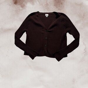 ☕ A New Day Cropped Ribbed V-Neck Cardigan